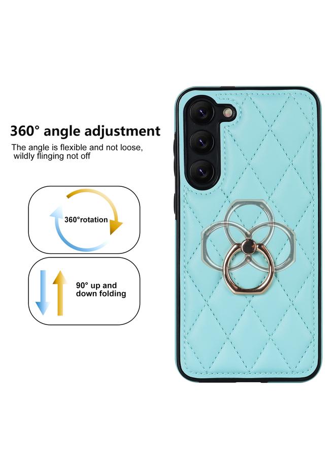 S-TOP Case For Samsung Galaxy S23 5G Rhombic PU Leather Phone Case with Ring Holder - Image 2