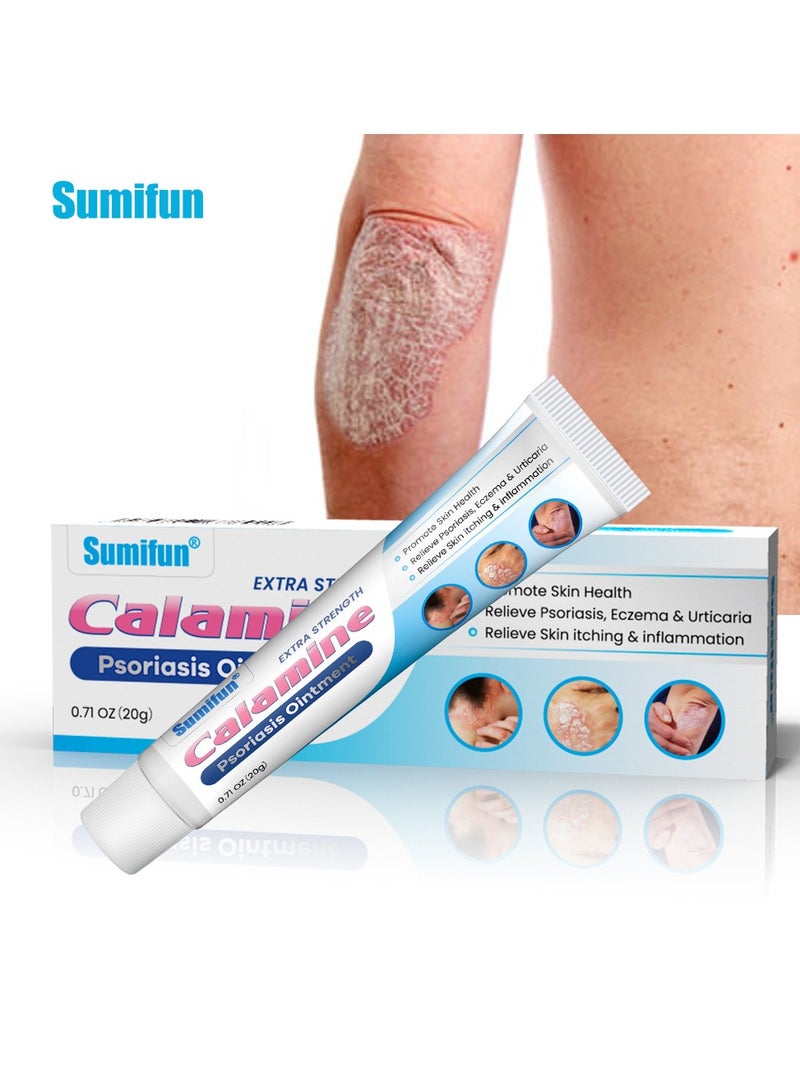 سوميفون مرهم سوميفون كالامين لعلاج الصدفية، 20 جرام - كريم لتخفيف الصدفية، علاج فعال للبشرة الجافة والحكة، مرهم مهدئ للأكزيما والتهاب الجلد، يدعم إصلاح الجلد لفروة الرأس واليدين والقدمين. - Image 1