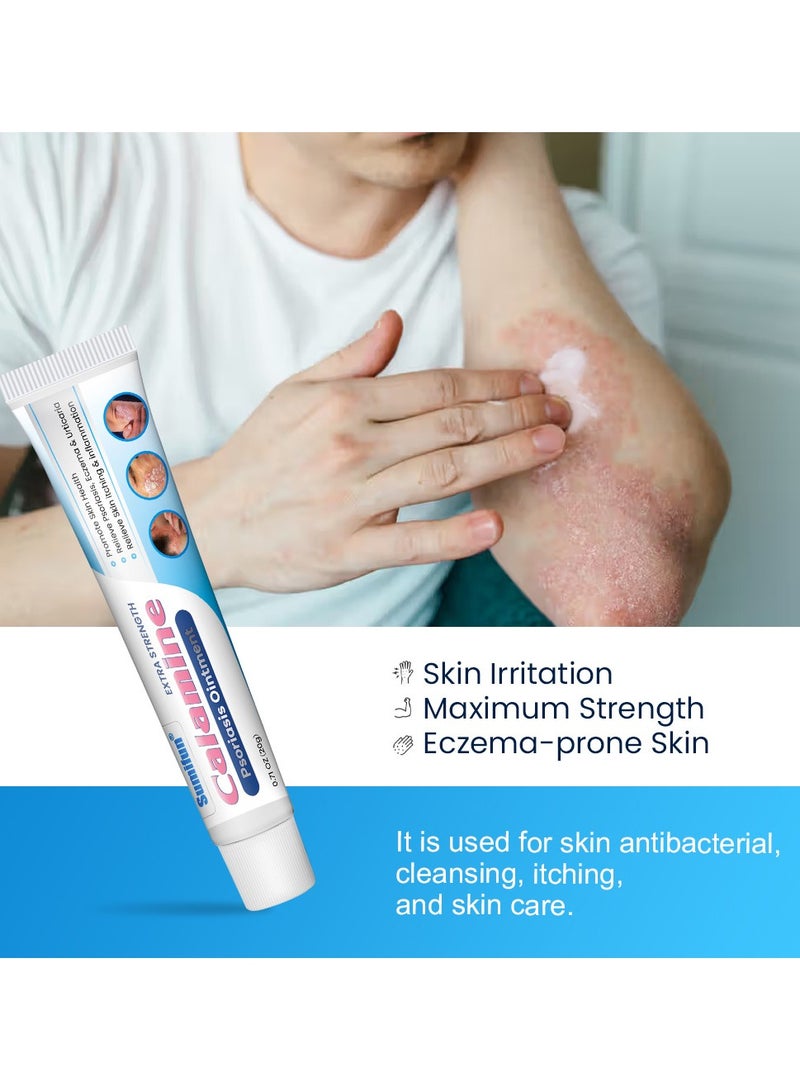 سوميفون مرهم سوميفون كالامين لعلاج الصدفية، 20 جرام - كريم لتخفيف الصدفية، علاج فعال للبشرة الجافة والحكة، مرهم مهدئ للأكزيما والتهاب الجلد، يدعم إصلاح الجلد لفروة الرأس واليدين والقدمين. - Image 2