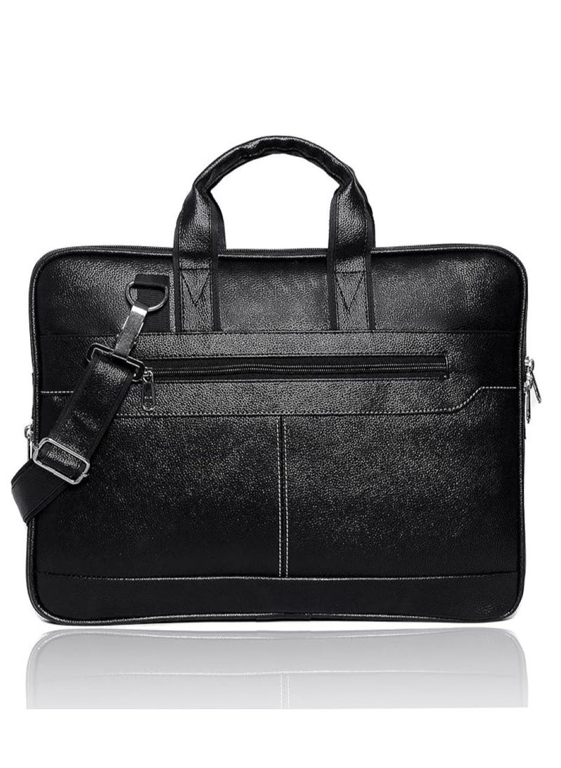Bagneeds - Men's Black Synthetic Leather Briefcase Best Laptop Messenger Bag Satchel for Men - Image 1