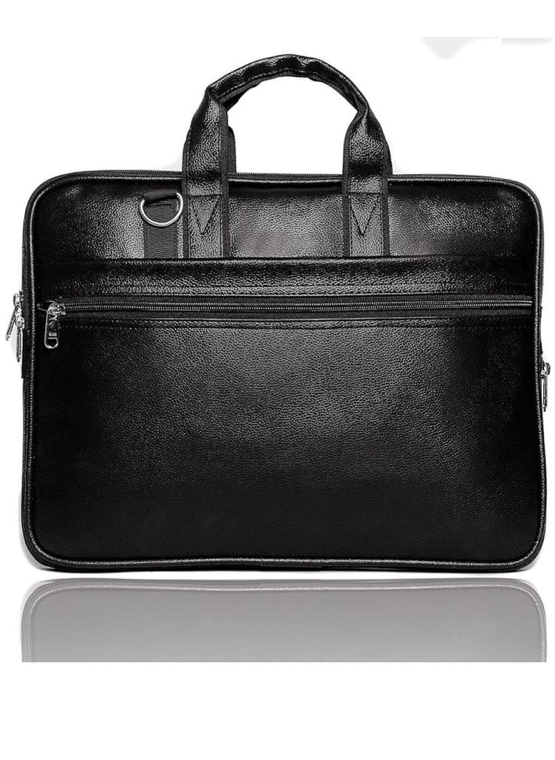 Bagneeds - Men's Black Synthetic Leather Briefcase Best Laptop Messenger Bag Satchel for Men - Image 1