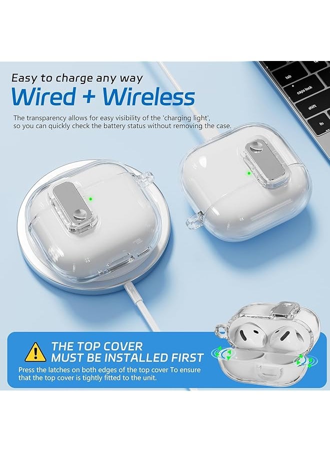 1+1 Compatible With Airpods 4 Case Clear Soft Tpu Transparent Airpods 4Th Generation Case Full Protection Cover With Lanyard For Airpods 4 Gen 2024 Usb C Clear Airpods 4