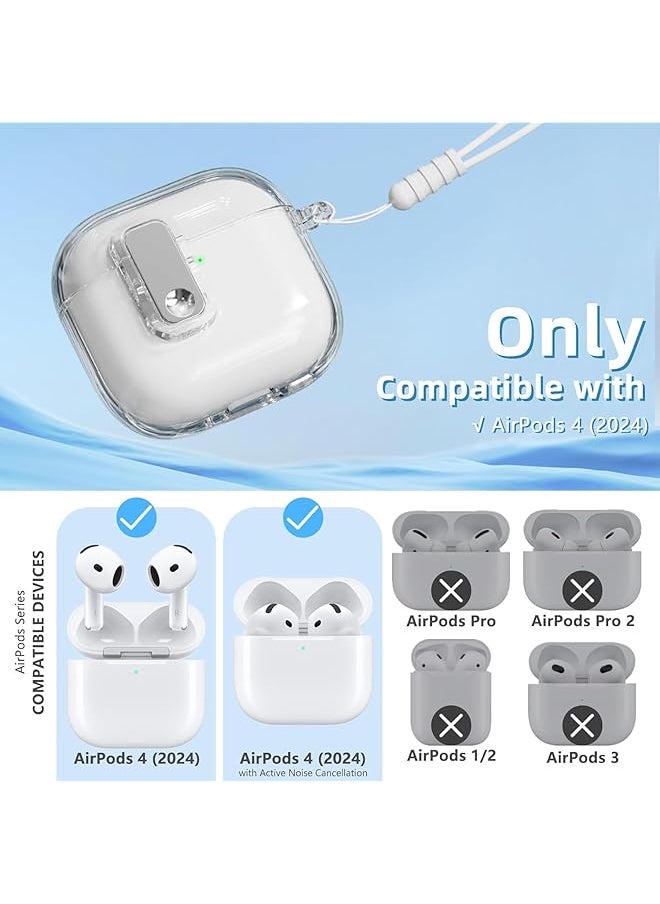 1+1 Compatible With Airpods 4 Case Clear Soft Tpu Transparent Airpods 4Th Generation Case Full Protection Cover With Lanyard For Airpods 4 Gen 2024 Usb C Clear Airpods 4