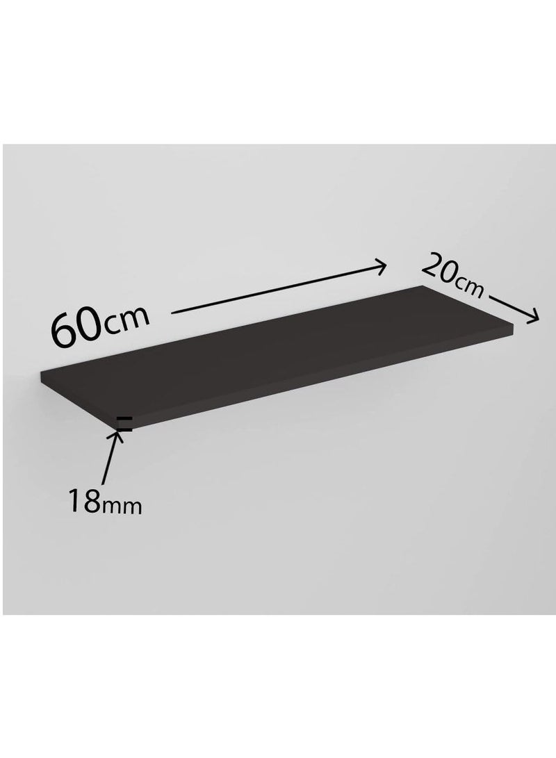 Wall Mounted Shelf for Bathroom, Bedroom, Living Room, Kitchen Small Hanging Bookshelf Storage Room Decor 10kg Capacity Black -60cm*20cm Matte - Set Includes Its Mounting Screws - Image 2