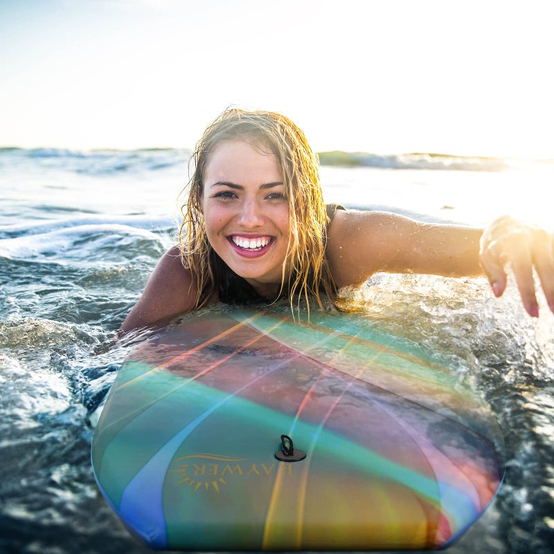 RAYWER Body Board Lightweight with EPS Core, HDPE Slick Bottom , Leash & Adjustable Wrist Rope, Great Surfing for Kids and Adults (Rainbow, 33-INCH) - Image 5