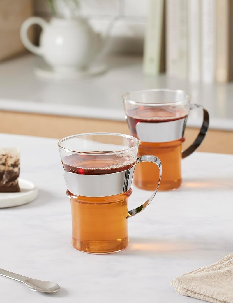 bodum 4553-16 Assam Coffee Glass with Steel Handle 2 Pieces, Clear - Image 2