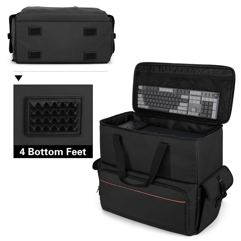 Trunab Computer Desktop Tower Carrying Case, PC Backpack for Computer Main Processor Case, Keyboard, Cable and Mouse, Earphone, Bag Only, Black - Image 3
