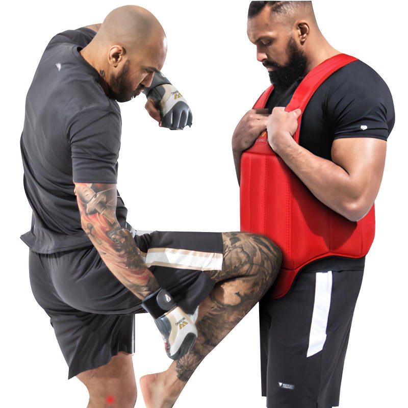 W WESING Wesing Martial Arts Muay Thai Boxing Chest Protector MMA Sanda Chest Guard (Black, XL) - Image 4