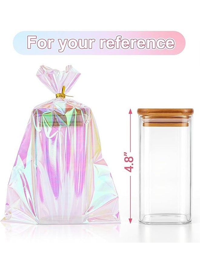 Happy D 50 fluorescent cellophane plastic gift bags with ribbon, suitable for wedding candies, birthday party supplies, candy bags, cookie packaging, and cake pop packaging (15x25 cm) - Image 4