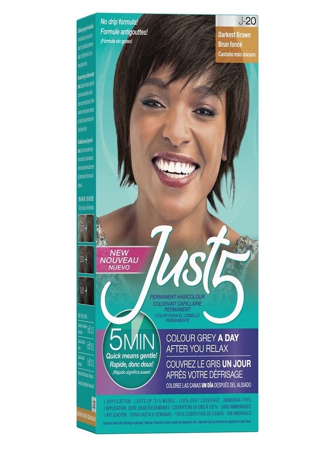 Just 5 Women's 5 Minute Permanent Hair Color with Conditioner, Grey Hair Coloring for Women - Darkest Brown - Image 1