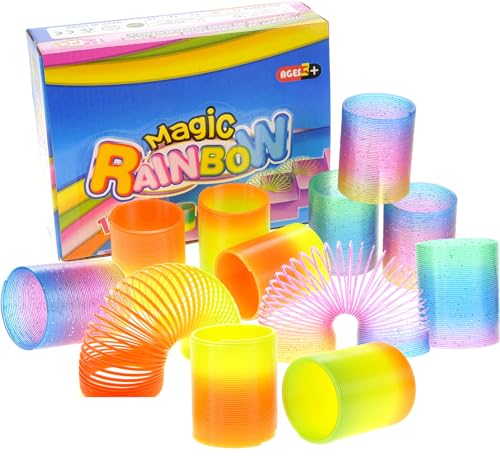 PowerTRC 12 Pcs Slinky Toys for Kids Goodie Bag Stuffer Rainbow Slinky Party Favors Spring Toy Slinkies for Carnival Prize Classroom Exchange Gifts 2 inches - Image 1