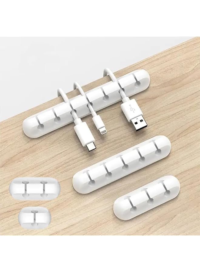 Green Tiger Cable Holder Clips, 5-Pack Silicone Adhesive Cable Organizers for USB, Charging Cords, Mouse Wires, and Desktop Management, White - Image 1