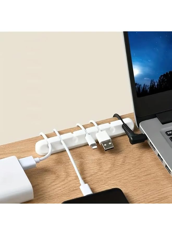 Green Tiger Cable Holder Clips, 5-Pack Silicone Adhesive Cable Organizers for USB, Charging Cords, Mouse Wires, and Desktop Management, White - Image 5