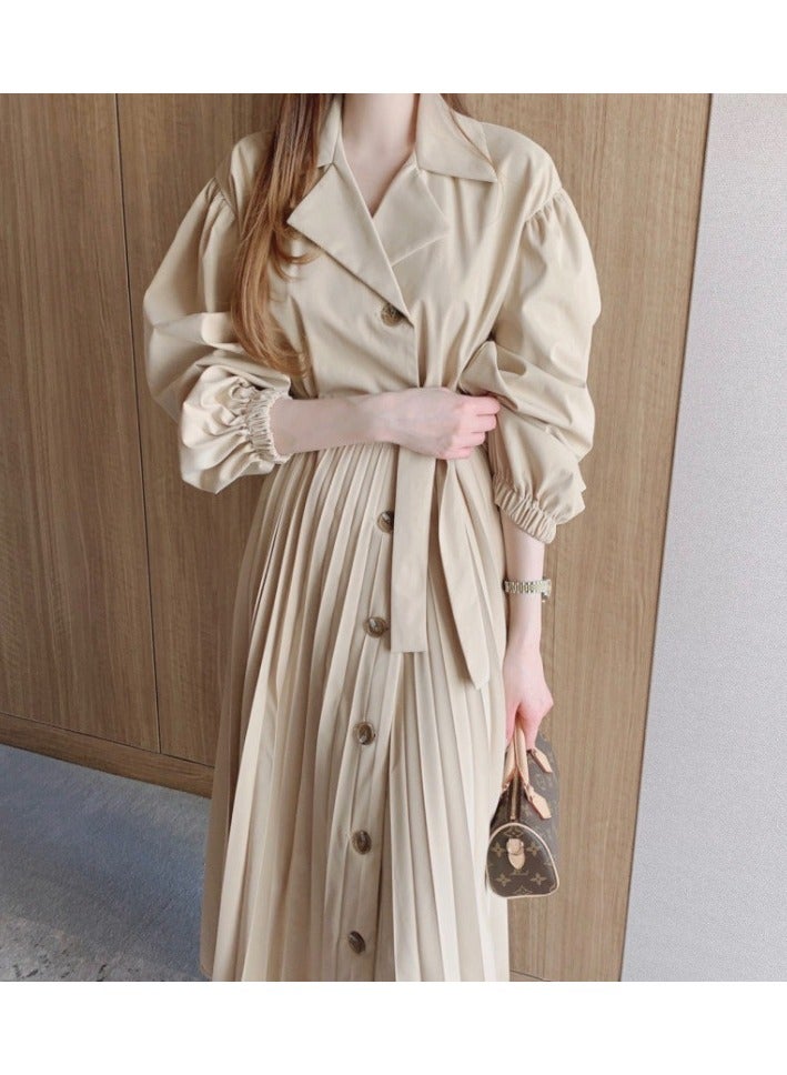 Shougu New Belt Collection Pleated Suit Collar Dress  - Image 1