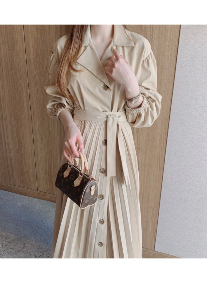 Shougu New Belt Collection Pleated Suit Collar Dress  - Image 2