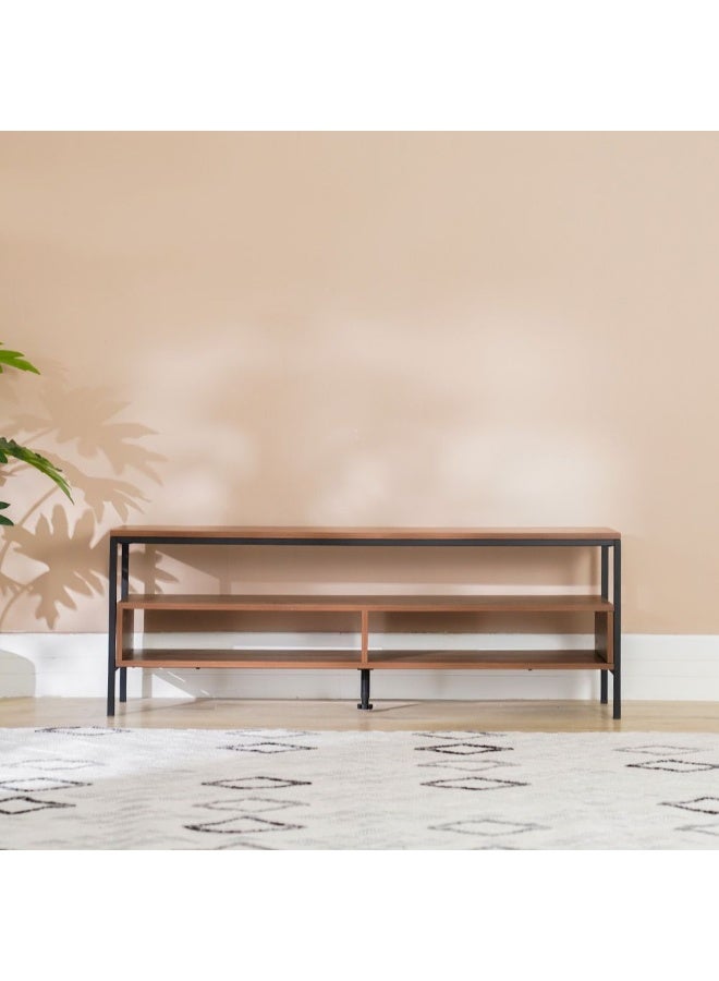 DANUBE HOME وحدة تلفاز ميلودي للتلفزيونات حتى 40" - حامل وسائط أنيق من الخشب البني والمعدن مع 3 رفوف مفتوحة - مثالي لتخزين وزخرفة غرفة المعيشة - Image 3