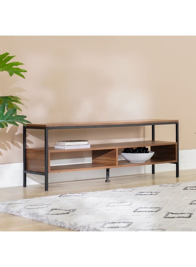 DANUBE HOME وحدة تلفاز ميلودي للتلفزيونات حتى 40" - حامل وسائط أنيق من الخشب البني والمعدن مع 3 رفوف مفتوحة - مثالي لتخزين وزخرفة غرفة المعيشة - Image 2