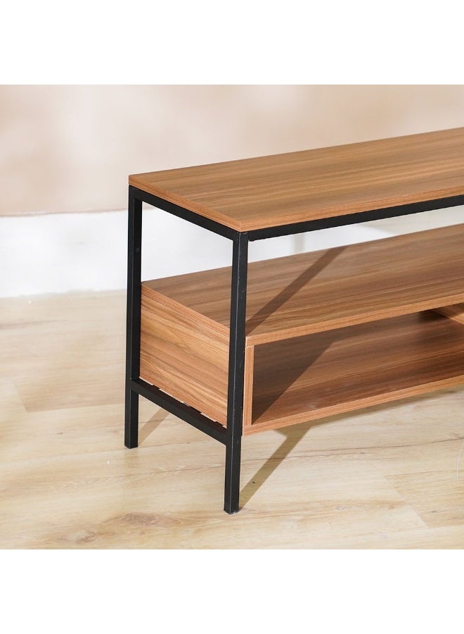 DANUBE HOME وحدة تلفاز ميلودي للتلفزيونات حتى 40" - حامل وسائط أنيق من الخشب البني والمعدن مع 3 رفوف مفتوحة - مثالي لتخزين وزخرفة غرفة المعيشة - Image 4