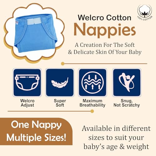 Bumsies Welcro Nappy For Babies, Reusable, Washable Soft Muslin Cotton Nappy/Langot for New Born Baby | Gentle on Baby Skin | Helps in Potty Training | 3-6 months | Pack of 10 | Printed - Image 5