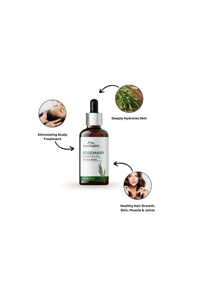 Aravi Organic Aravi Organic Cold Pressed Castor Oil Extra Virgin 200ML Coconut Oil 200ML Rosemary Essential Oil 15ML Pack of 3  - Image 3