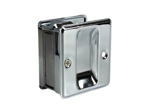 QCAA Solid Brass Sliding Door Pull Passage Door Pocket Polish Chrome 2 Pack - Image 1