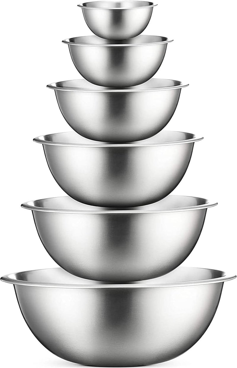 FINEDINE Stainless Steel Mixing Bowls by (Set of 6) Polished Mirror Finish Nesting Bowls Ã'¾, 1.5,3,4,5 and 8 Quart - Cooking Supplies by - Image 1