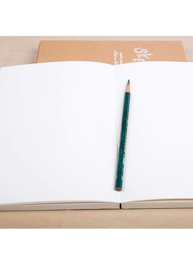 Garlo - Kraft Cover Drawing Notebook & Sketchbook – Set of 2 Blank Plain Sketch Books – 125g Thick Paper A5 Size, 150x210mm Paper Ideal for Drawing & Sketching- 128 sheets/256 pages – 180 Degree Opening, 2pcs - Image 1