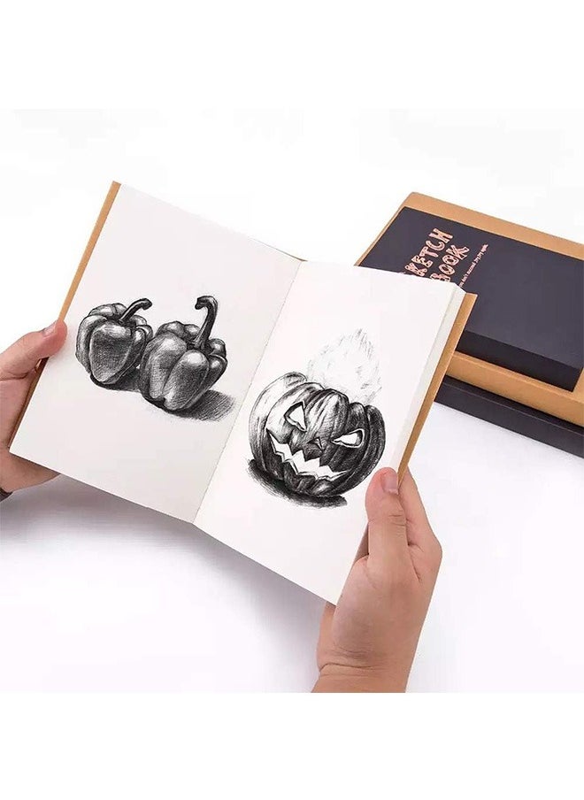 Garlo - Kraft Cover Drawing Notebook & Sketchbook – Set of 2 Blank Plain Sketch Books – 125g Thick Paper A5 Size, 150x210mm Paper Ideal for Drawing & Sketching- 128 sheets/256 pages – 180 Degree Opening, 2pcs - Image 1
