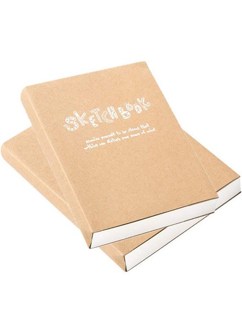 Kraft Cover Drawing Notebook & Sketchbook – Set of 2 Blank Plain Sketch Books – 125g Thick Paper A5 Size, 150x210mm Paper Ideal for Drawing & Sketching- 128 sheets/256 pages – 180 Degree Opening, 2pcs