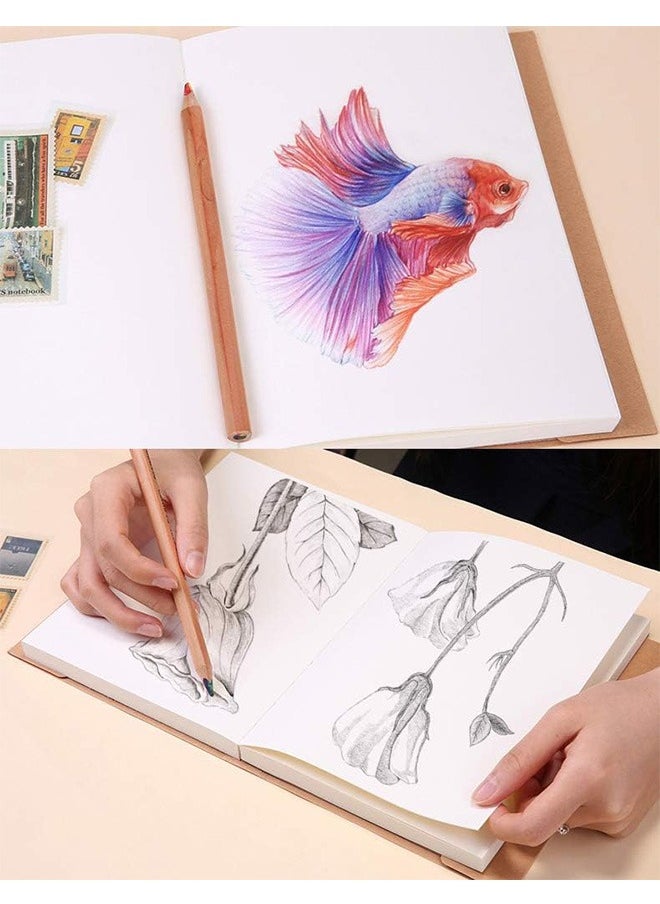 Garlo - Kraft Cover Drawing Notebook & Sketchbook – Set of 2 Blank Plain Sketch Books – 125g Thick Paper A5 Size, 150x210mm Paper Ideal for Drawing & Sketching- 128 sheets/256 pages – 180 Degree Opening, 2pcs - Image 1