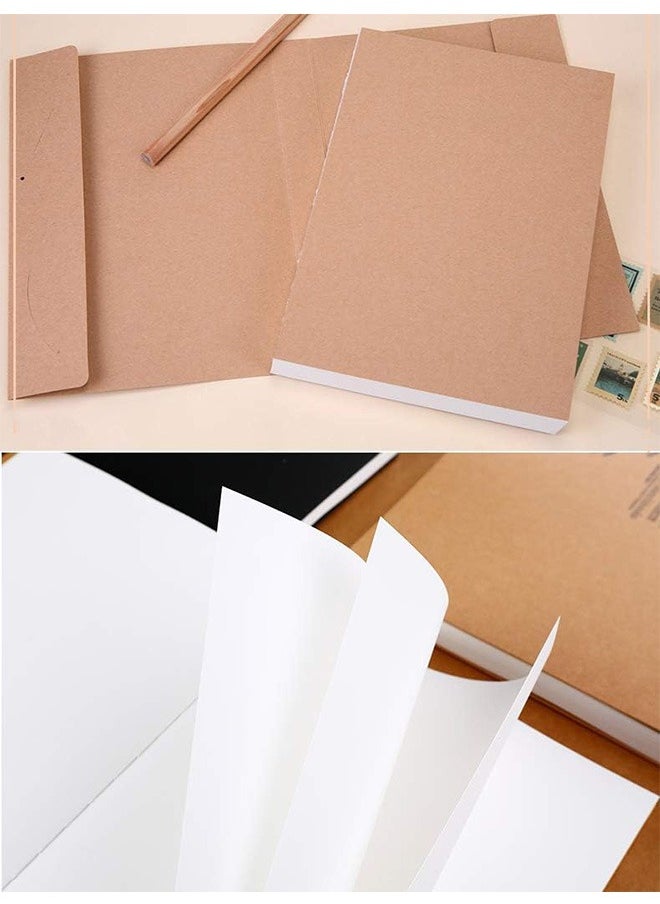 Garlo - Kraft Cover Drawing Notebook & Sketchbook – Set of 2 Blank Plain Sketch Books – 125g Thick Paper A5 Size, 150x210mm Paper Ideal for Drawing & Sketching- 128 sheets/256 pages – 180 Degree Opening, 2pcs - Image 1