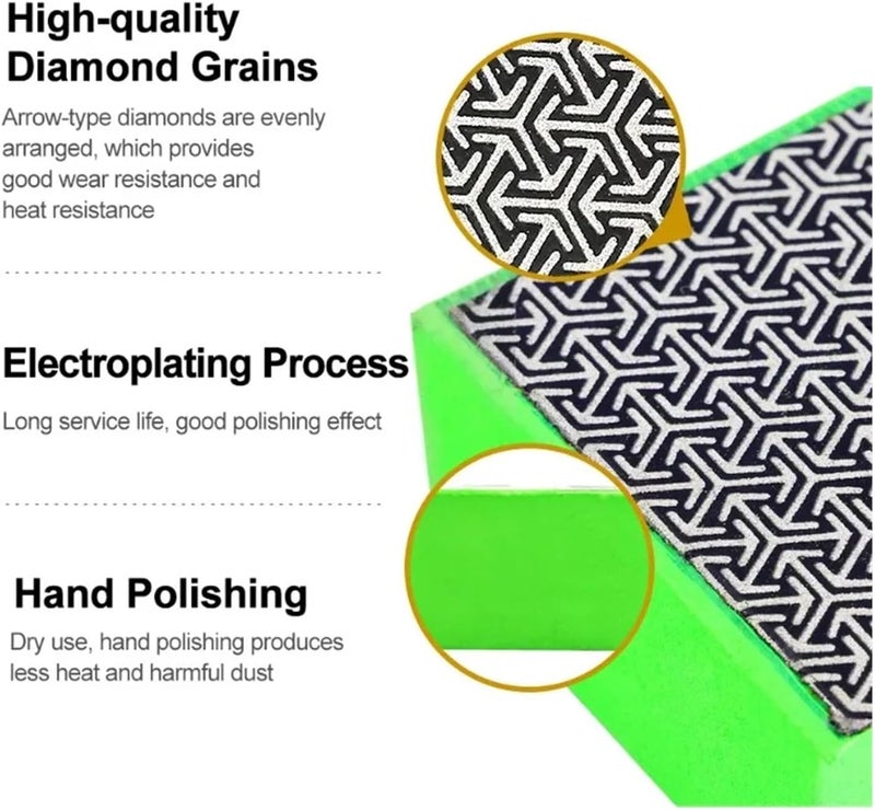 6 Pcs Diamond Hand Polishing Pads 95x60mm Tile Glass Abrasive Grinding Block Pad Stone Marble Ceramic Sanding Disc(Grit 60) - Image 5