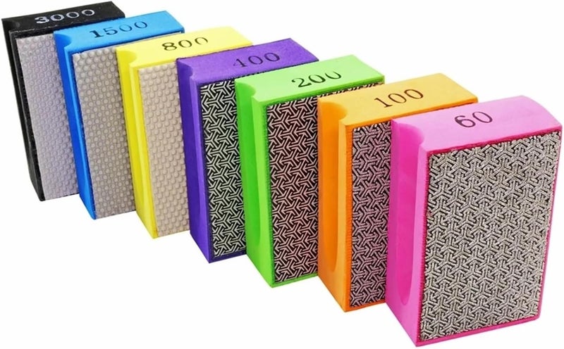 6 Pcs Diamond Hand Polishing Pads 95x60mm Tile Glass Abrasive Grinding Block Pad Stone Marble Ceramic Sanding Disc(Grit 60) - Image 1