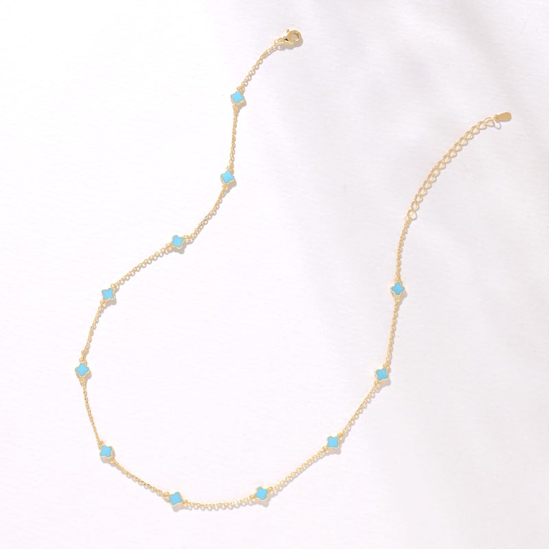 Billet-doux 14K Gold Plated Tiny Clovers Necklace For Women, Easter Basket Stuffers, Small Dainty Gold Plated 4-Leaf Clovers Cable Chain Necklace, Easter Jewelry Gifts Perfect for Her - Image 3