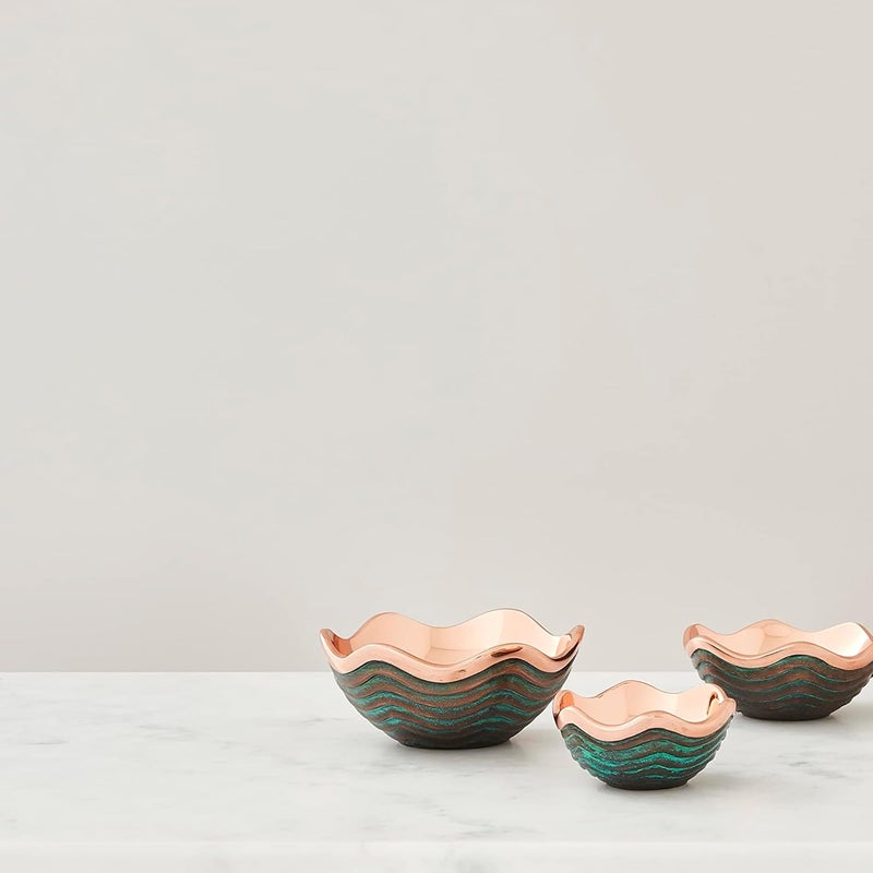 Nambe Nambé Copper Canyon Bowl – 4.5 Inch Decorative Copper Accent Dish with Verdigris Patina, Sculptural Scalloped Rim Design, Stylish Home Tabletop & Kitchen Decor Serving Piece - Image 4