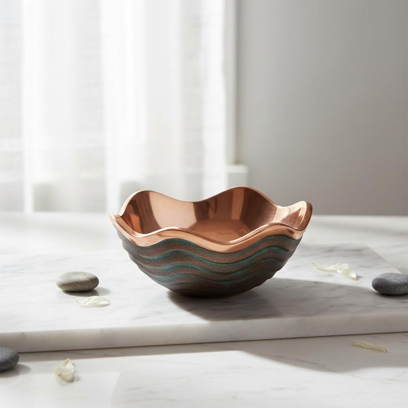 Nambe Nambé Copper Canyon Bowl – 4.5 Inch Decorative Copper Accent Dish with Verdigris Patina, Sculptural Scalloped Rim Design, Stylish Home Tabletop & Kitchen Decor Serving Piece - Image 5