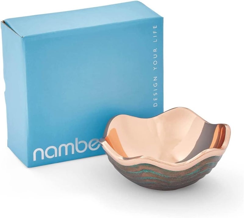 Nambe Nambé Copper Canyon Bowl – 4.5 Inch Decorative Copper Accent Dish with Verdigris Patina, Sculptural Scalloped Rim Design, Stylish Home Tabletop & Kitchen Decor Serving Piece - Image 3