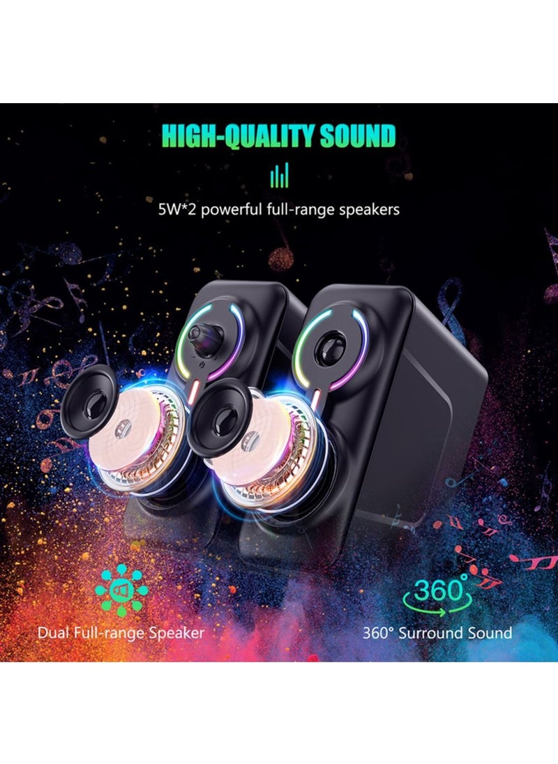 onikuma - Wired/Wireless Bluetooth RGB Light PC Speakers,LED Subwoofer Deep Bass Gaming Speakers Desktop,Computer,Notebook - Image 1