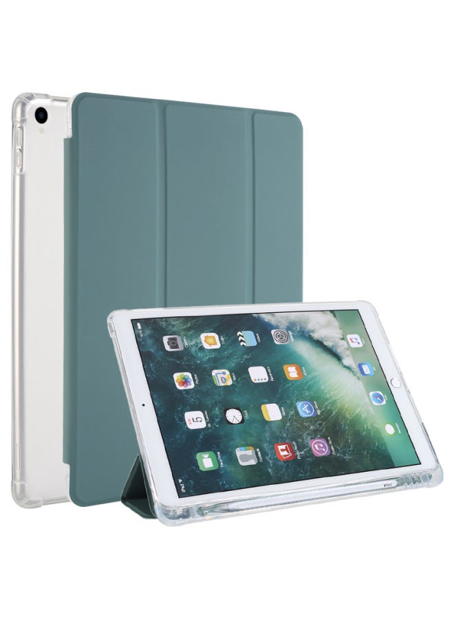 Suitable For Ipad10.2 Inch Protective Case Mini456 With Pen Slot Leather Case Air3TPU Case Pro11 Series-Color:Dark Green (white Bottom Shell)-Applicable Model:Ipad 10th Generation/ipad 11【2022/2025】universal