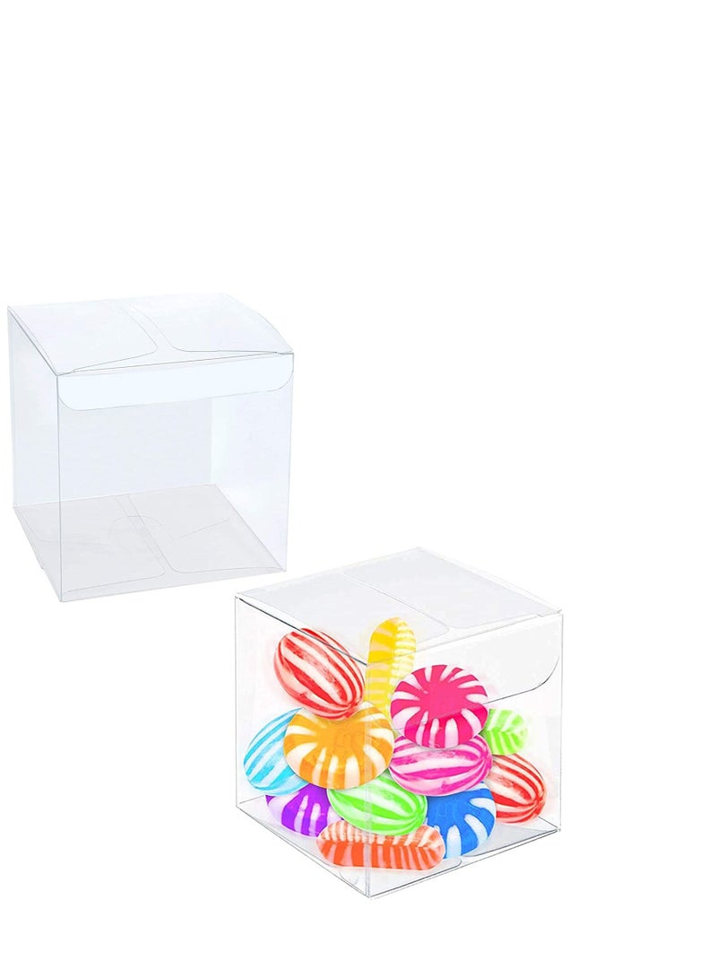 MARKQ صناديق هدايا شفافة مقاس 12 × 12 × 14 سم، 12 قطعة من صندوق شفاف من البولي فينيل كلوريد للهدايا والكعك والحلوى والبسكويت وحفلات الزفاف وحفلات استقبال المولود (قاعدة فضية) - Image 1