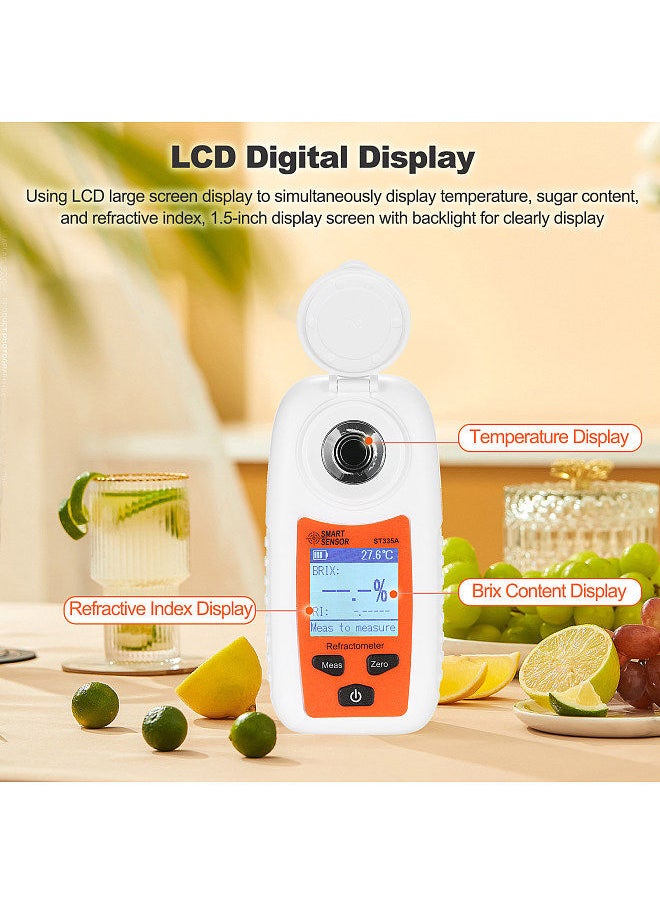 SMART SENSOR ST335A LCD Digital Refractometer Portable Handheld Honey Refractometer ATC Sugar Percent Tester Sugar Concentration Detector Sugar Solution Content Test Tool Saccharometer 0-35% Brix Scale Range  - Image 2
