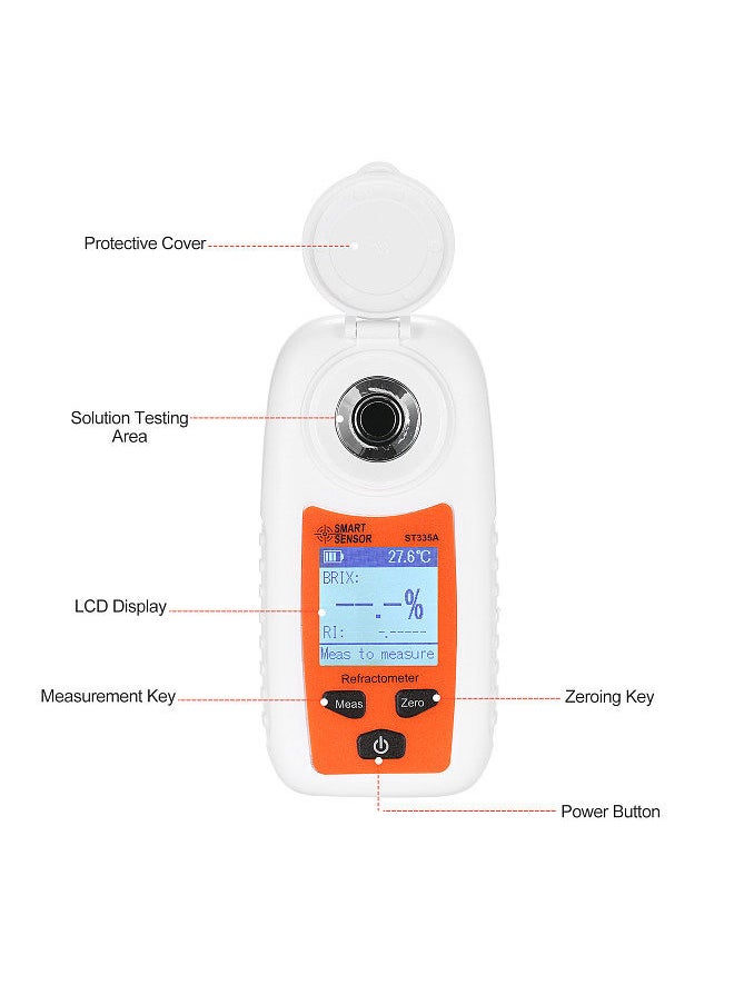 SMART SENSOR ST335A LCD Digital Refractometer Portable Handheld Honey Refractometer ATC Sugar Percent Tester Sugar Concentration Detector Sugar Solution Content Test Tool Saccharometer 0-35% Brix Scale Range  - Image 4