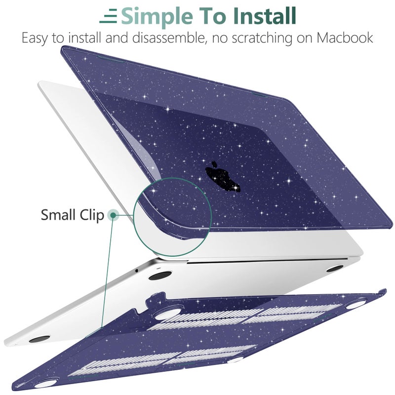TWOLSKOO for M4 MacBook Air 13.6 inch Case 2025-2022 Release M4 A3240 M3 A3113 M2 A2681, Plastic Hard Shell & Trackpad Film & Keyboard Cover & Screen Film for MacBook Air 13.6", Star Space Blue - Image 3
