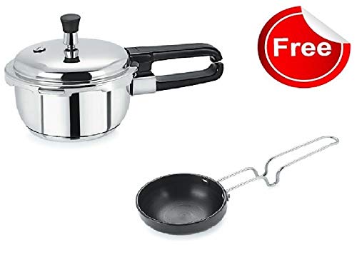 Pristine 18/8 Stainless Steel Tri Ply Induction Base Outer Lid Pressure Cooker, ISI Marked with Tadka Pan- 280ml (1.5L, Silver) - Image 3