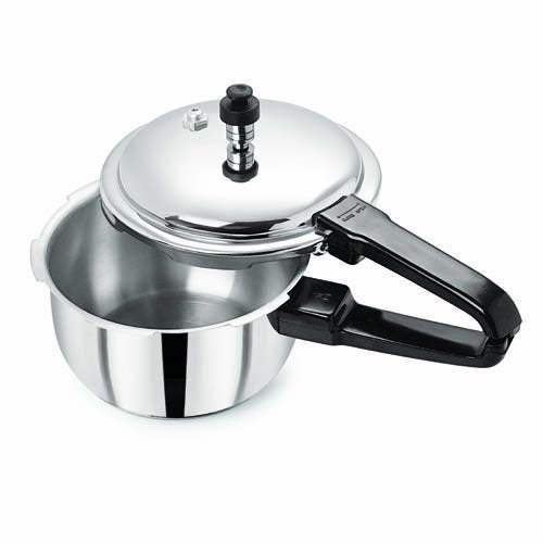 Pristine 18/8 Stainless Steel Tri Ply Induction Base Outer Lid Pressure Cooker, ISI Marked with Tadka Pan- 280ml (1.5L, Silver) - Image 2