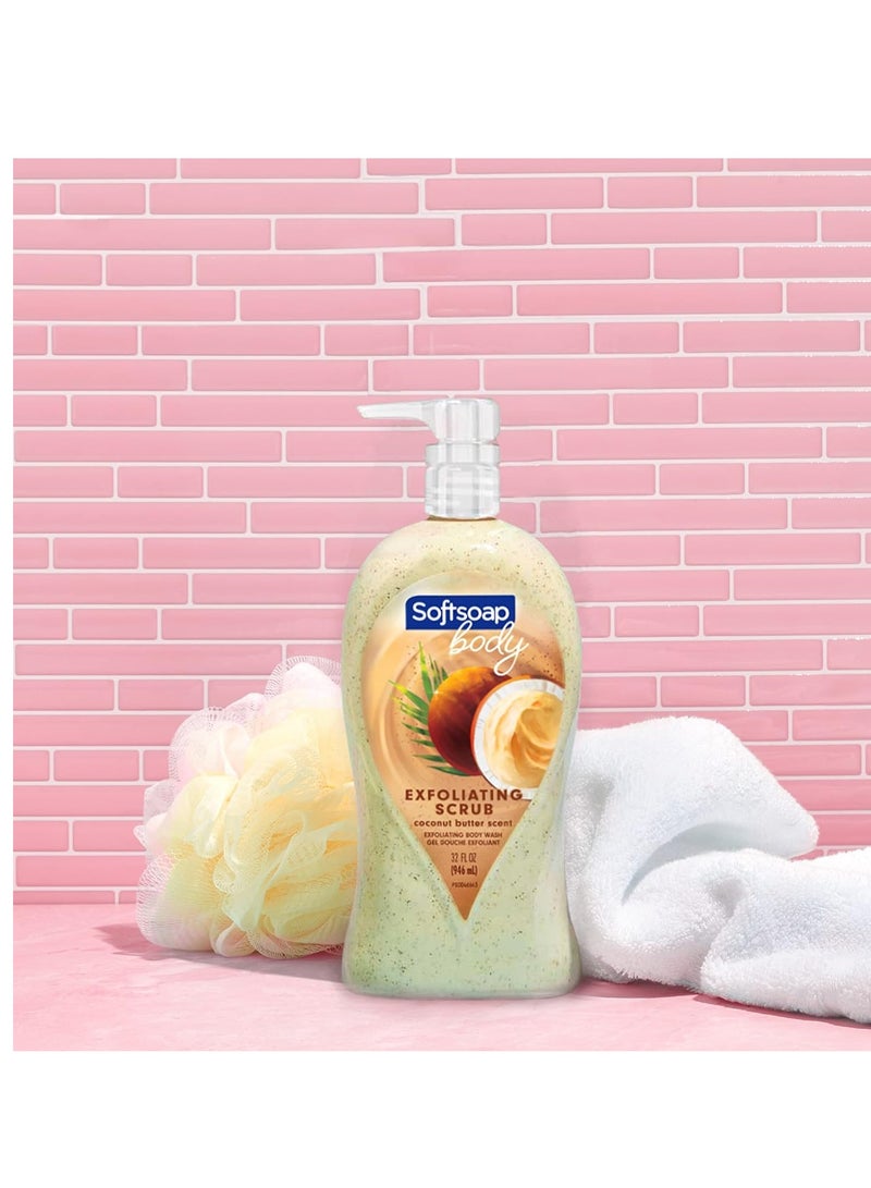 Softsoap Body Wash Pump, Coconut Butter Scrub, Exfoliating Body Wash, 32 Ounce (Pack of 1), WHITE (Package May Vary)