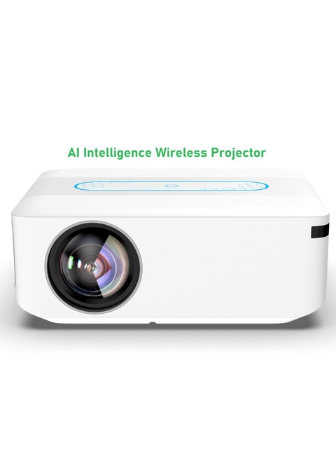 Smart Projector AI Intelligence Wireless Projector Portable Ultra HD 1080P Resolution 12000 Lumens Dual Band WiFi White