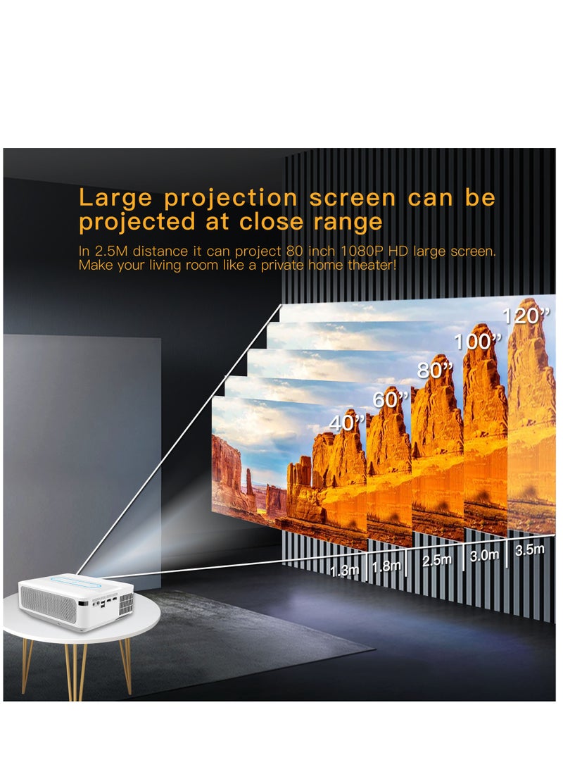 Generic - Smart Projector AI Intelligence Wireless Projector Portable Ultra HD 1080P Resolution 12000 Lumens Dual Band WiFi White - Image 1