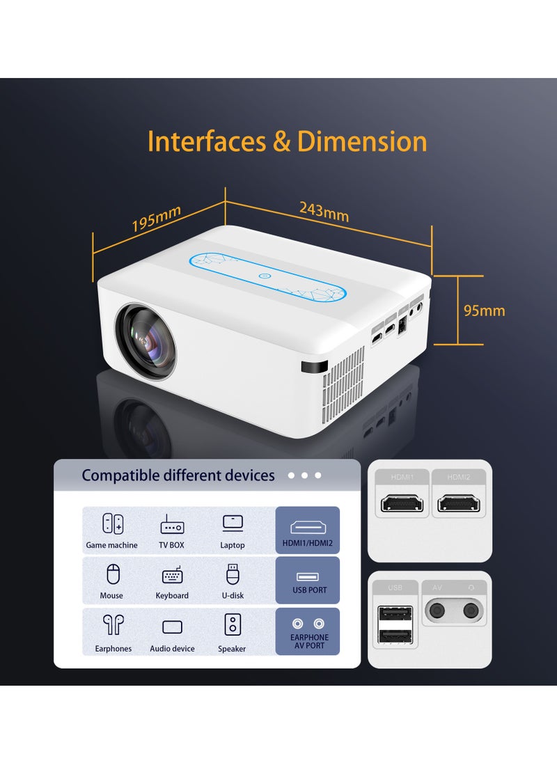 Generic - Smart Projector AI Intelligence Wireless Projector Portable Ultra HD 1080P Resolution 12000 Lumens Dual Band WiFi White - Image 1