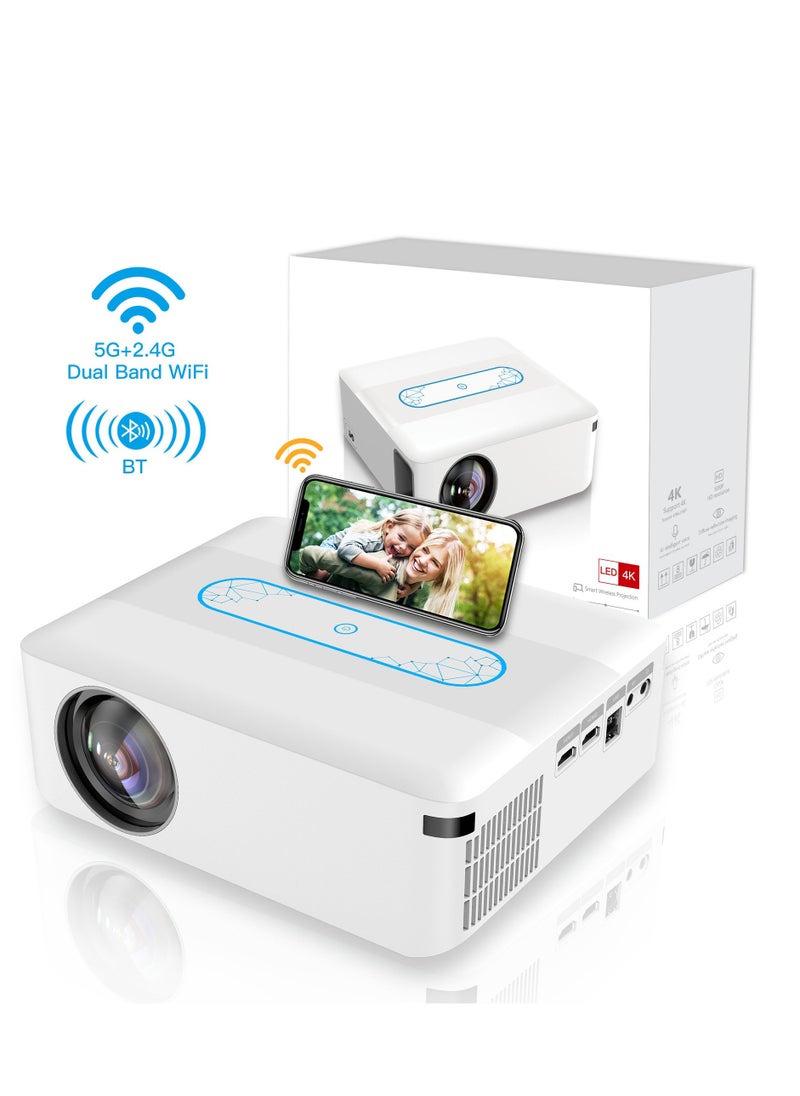 Generic - Smart Projector AI Intelligence Wireless Projector Portable Ultra HD 1080P Resolution 12000 Lumens Dual Band WiFi White - Image 1